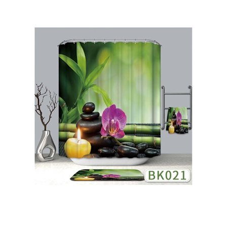 Grön Duschdraperi Med Krok Mögelresistent Duschdraperipolyester Dusch-2