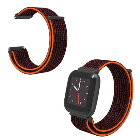 Fitbit Versa Lite Kardborrband klockarmband - Svart / Orange
