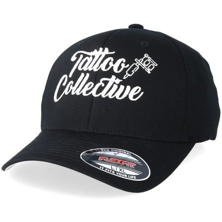 Tattoo Collective - Svart flexfit Keps - Logo Black Flexfit @ Hatstore