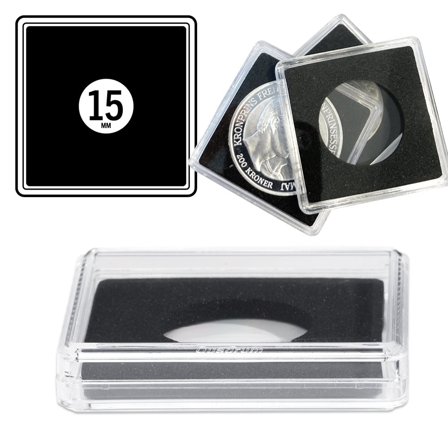 QUADRUM High firkantede møntkapsler til mønt Ø 15 mm - 50 stk. - Leuchtturm