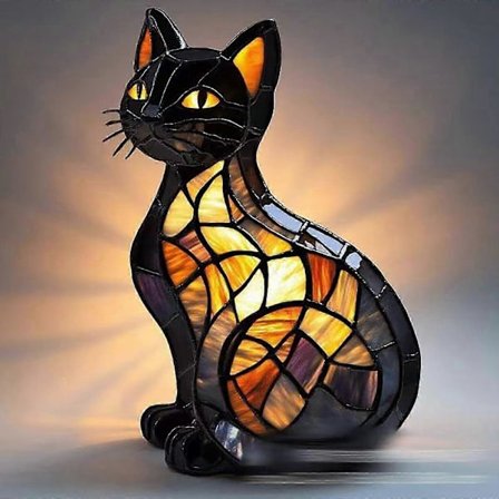 Pubyfun Glowkitty, Vianys Kat Lampe Farvet Glas, Drømmende Katte Natlampe, Katte Tema Lampe (FMY)