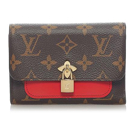 Louis Vuitton Vintage, Pre -owned Monogram Flower Compact Wallet Canvas Bruin, Dames, Maat:ONE Size