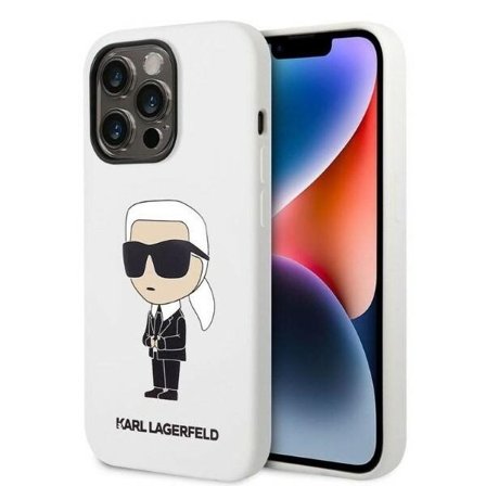 Karl Lagerfeld Silikoni Ikonik tapauksessa iPhone 14 Pro Max - valkoinen
