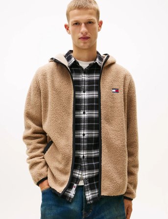 Tommy Jeans Tjm Reg Badge Teddy Zip Tru Ext - Beige - M