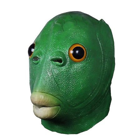 Grøn Fisk Hoved Dyre Latex Hovedbeklædning Maske Pels Handsker Halloween Jul Cosplay Kostume Tilbehør Party Props