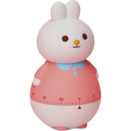 Tegnet Kanin Timer Børn Sød Køkkentimer 60-Minutters Timer Dyr Påmindelse Ingen Batterier til Studier Arbejde Træning Hjem Skrivebordsdekor (Hvid)