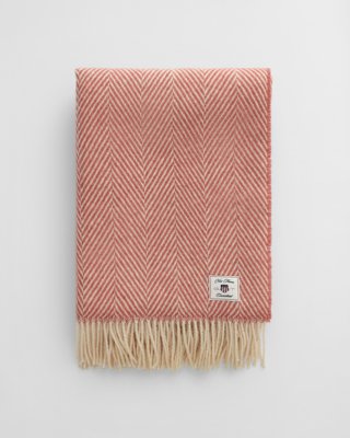 GANT - Herringbone ullpledd 130x200cm faded brick