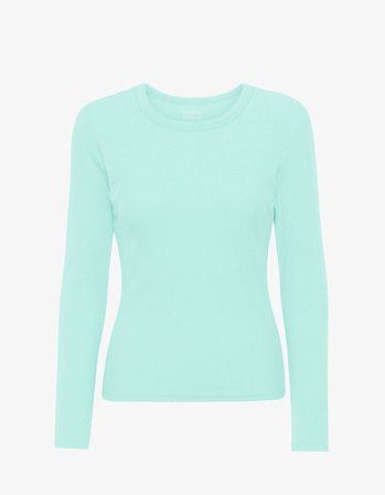 Women Organic Rib LS T-Shirt - Light Aqua - S