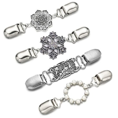 Set med 4 kofteklämmor Vintage tröja sjal klämmor Retro skjorta D