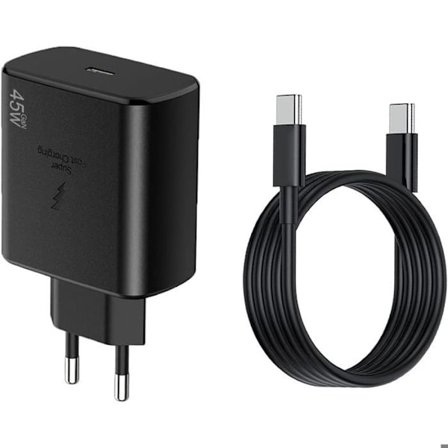 Hurtigopladning 45W - E.F.CONNECTION - kompatibel med Samsung - S25 S25+ S25Ultra, S25 Fe, S24, S23, S22 - USB-C - 1M - Sort