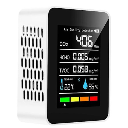 5-i-1 Karbondioksidmåler Digital Temperatur- og Fuktighetstester Karbondioksiddetektor Luftkvalitetsmonitor TVOC HCHO Analysator