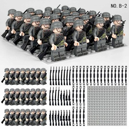 Militær byggeklods minifigur sæt, 24 dele, lille partikel samlelegetøj, i pose. Tidligere B-2
