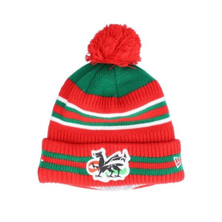 New Era - Röd pom Beanie - Wales Sport Beanie Red/Green Pom @ Hatstore