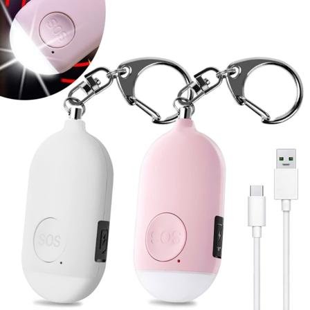 2 kpl 130 dB Henkil kohtainen h t sireen, Ladattava turvah lytin LED-taskulampulla, varkaush lytin, naisille, lapsille, vanhuksille, seikkailijoille -