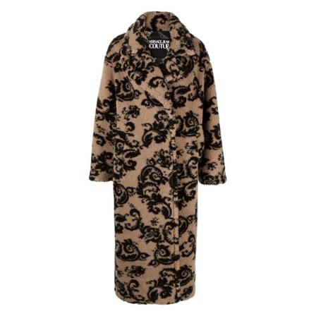 Versace Jeans Couture, Płaszcz brązowy z ekofutra Brązowy, Kobieta, Rozmiar: S