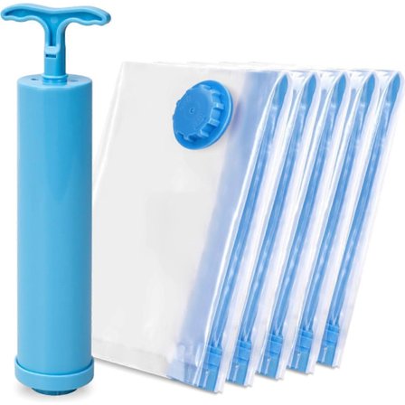 Vakuumförvaringspåsar 70 x 50 cm - Återanvändbara klädförvaringspåsar med dubbel dragkedja och pump - 4-pack