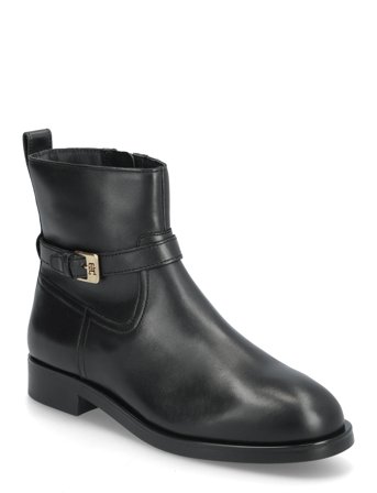 Tommy Hilfiger Th Buckle Riding Leather Bootie - Black - 36