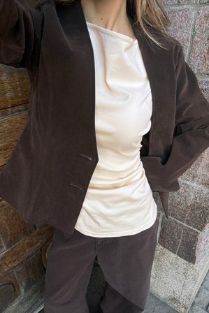 NA-KD Draped T-Shirt - T-shirts - Beige - S