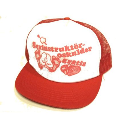Cap trucker cap - "Sex Instructor, Virgin Free" rød og