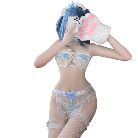 Sexy Hushjelp Cosplay Antrekk Søte Skolejente Kostymer for Kvinner Bikini Uniform Sjarmerende Kawaii Dame Dress Sløyfekrage