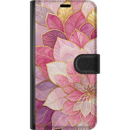 Kompatibelt Lommeboketui til OnePlus 13R Rosa og lilla blomstermønster med gyldne detaljer - Elegante mandala-inspirerte motiv