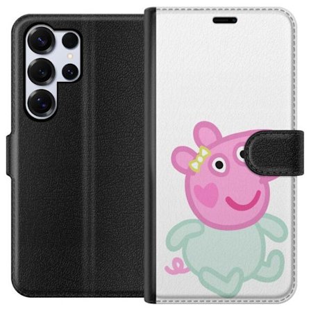 Yhteensopiva Lompakkokotelo Samsung Galaxy S25 Ultra Peppa Pig vauvahahmo pastelliväreissä, suloinen piirretty lasten kuvitus pehmeällä minimalist