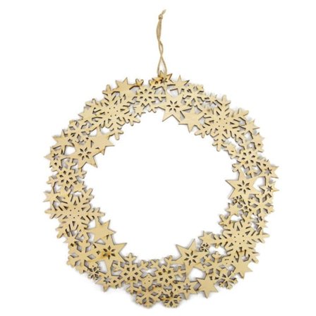 Julkrans i trä, utskuren, 35 cm i diameter