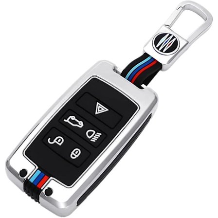 Zink-legering Bilnyckelskydd Fodral För Land Rover Lr4 Lr2 Discovery Range Rover Sport Evoque Jaguar 5 Knappar (matt Färg)(Silver)