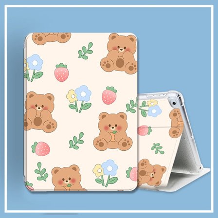 Etui for iPad 7/8/9 10,2 tommer airbag jordbær liten brunbjørn tommer silikon full