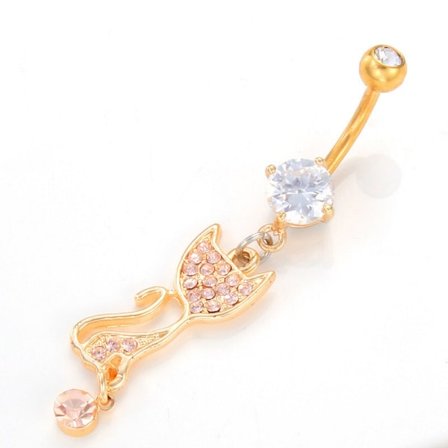 Guldpläterade Navelpiercing KATT
