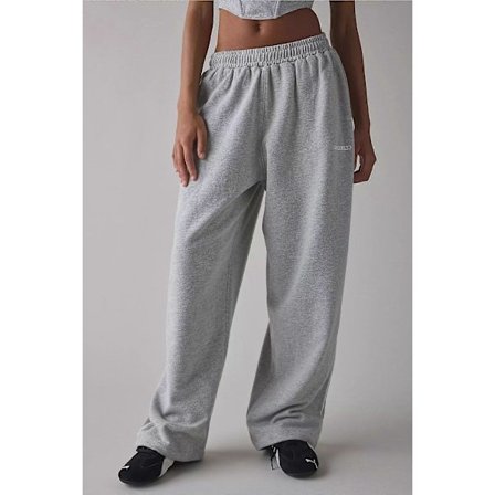 New Pink Casual Byxor Broderade Lediga Byxor För Kvinnor Lös Och Bekväm Rak Elastisk Midja Byxor 2025 Nya