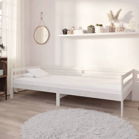 Maison Exclusive - Liggeunderlag med madras 90x200 cm Hvid Massivt fyrretræ