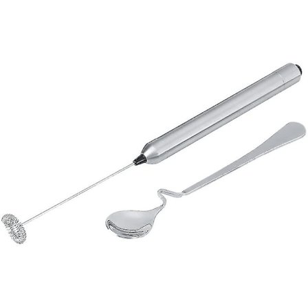 Elektrisk melkeskummer i rustfritt stål med visp, batteridrevet