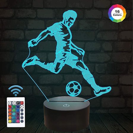 Soccer 3d Bedside Lamp,fullosun Football Hologram Illusion Led Night Light,16 Colors Changing Remote