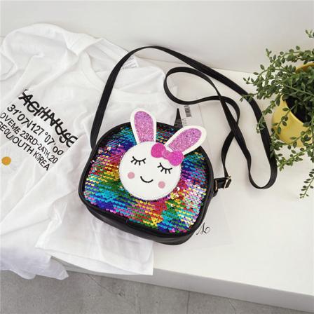 Barn Barn Ryggsekk Småbarn skoleveske Crossbody Mote Søte prinsesse Bunny paljetter Black