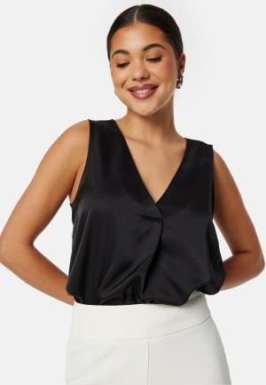BUBBLEROOM Demi Satin Top Black L Black ærmeløse bluser & skjorter Dam