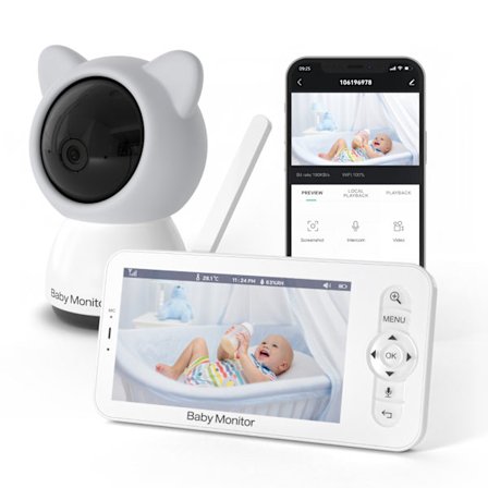 5 tums Baby Monitor Baby Care Device Baby Monitor Tvåvägs Voice Intercom App Fjärrkontroll