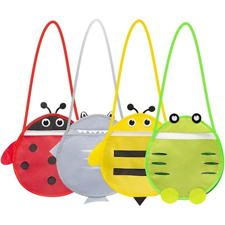 4 stk. Strandleker Skjellvesker, Mesh Strandveske Barn Skjell Mesh Veske For Barn Oppbevaring