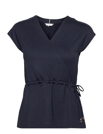 Regular Viscose Wrap Top Cap Slv Blue Tommy Hilfiger