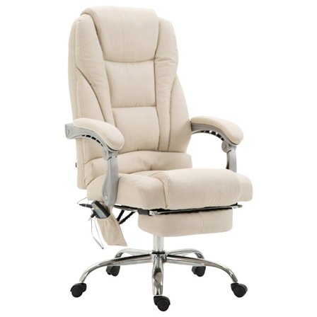 Ergonomisk massagestol - Bekväm kontorsstol - Justerbar höjd och fotstöd | Färg: grädde