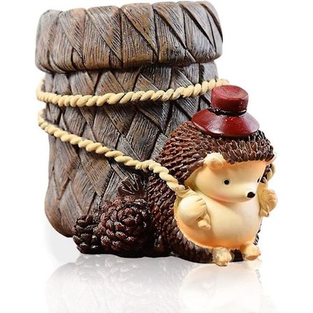 Söt igelkott skrivbordsställ för pennor, pennor och tandborstar i harts, skrivbordsorganisatör, behållare för kontorsmaterial, dekoration för 