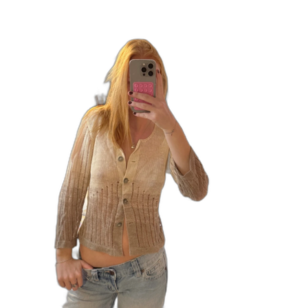 Beige stickad kofta med knappar