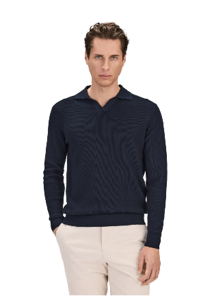 John Henric Cotton Texture Knitted L/s Polo Sweater (pavel) Tröjor Herr L