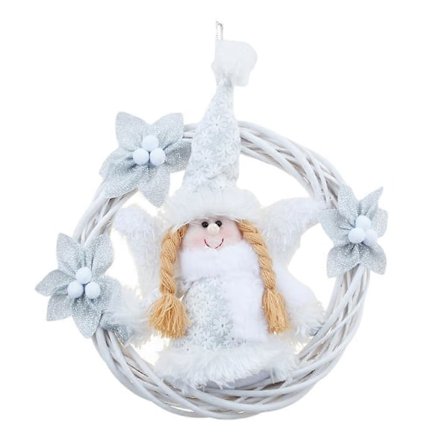 Jul Ängel Krans Konstgjorda Kransar Ytterdörr Krans Julgran Vägg Hängande Dekoration Semester Inomhus Heminredning Liten