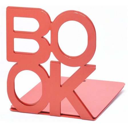 Ett par bokstöd i metall (rött par med två delar),