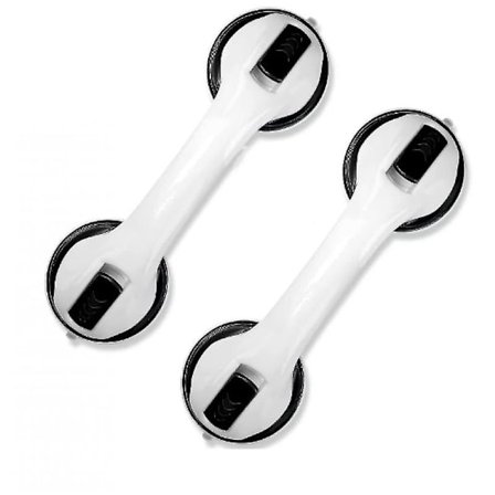 2-pak med 12" baderomshåndtak med sterk sugekopp