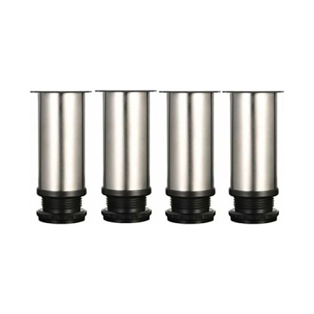 4 tykke justerbare møbelben - højde 120mm, justerbar højde 0-15mm, møbelben, børstet rustfrit stål - rustfrie stålskruer inkluderet