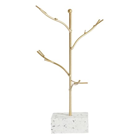 Tårn Metal Smykke Display Stativ Træformet Smykke Display Stativ Halskæde Øreringe Armbånd Holder med Firkantet Bund Smykke Display Stativ