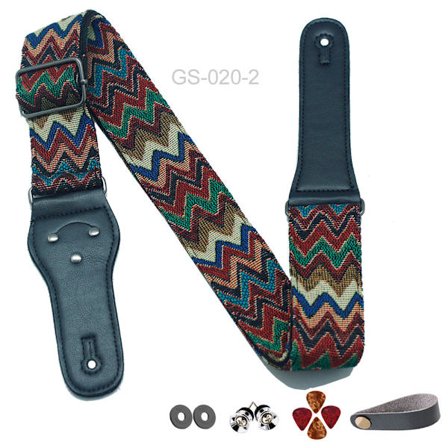 10 kpl kitaran hihnaa - Puuvillakitaran hihnat täysjyvänahkaisilla päillä bassolle, sähkö- ja akustiselle kitaralle - Kitaralahjat