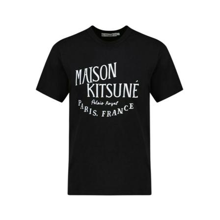Maison Kitsuné, Palais Royal Classic Tee-Shirt in Black Cotton Zwart, Heren, Maat:L
